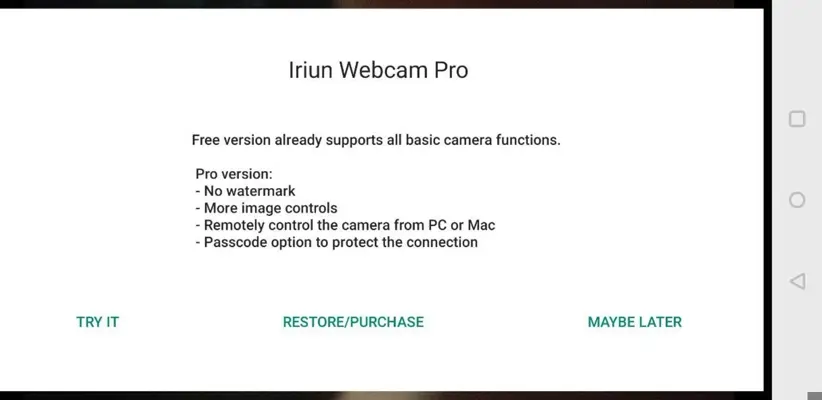 Iriun Webcam android App screenshot 4